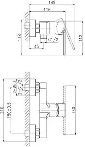 Смеситель для душа Cersanit Brasko Black чёрный матовый 63109 Смеситель для душа Cersanit Brasko Black чёрный матовый 63109, 2
