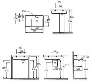 Раковина Jacob Delafon Odeon Up 65 L белый E4758G-00 Раковина Jacob Delafon Odeon Up 65 L белый E4758G-00, 2