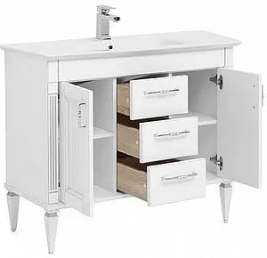 Тумба-умывальник напольная Aquanet Селена 105 белый/серебро 00201649+00186680 Тумба-умывальник напольная Aquanet Селена 105 белый/серебро 00201649+00186680, 3