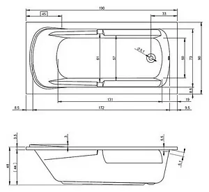Ванна акриловая Riho FUTURE XL 190x90 B075001005, 4