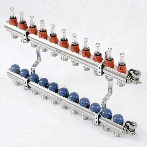 Группа коллекторная с расходомерами 11 отводов 1&quot;в/в x ¾&quot;ек Uni-fitt 440E4311