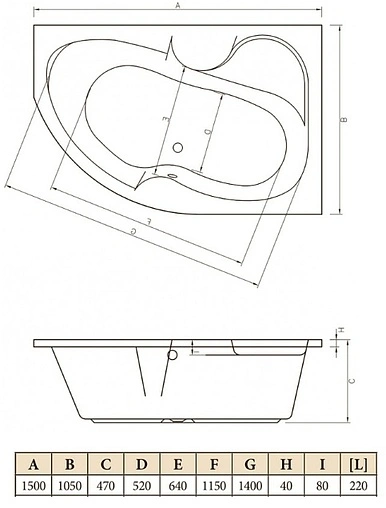 Ванна акриловая C-bath Atlas 150x105 R CBA00201R Ванна акриловая C-bath Atlas 150x105 R CBA00201R