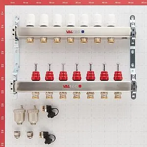 Группа коллекторная с расходомерами 7 отводов 1&quot;в/в x ¾&quot;ек Valtec VTc.586.EMNX.0607, 5
