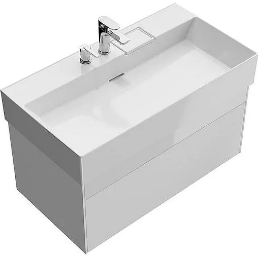 Тумба-умывальник подвесная Kerama Marazzi Logica 90 белоснежный LOG.90.2\WHT+LO.wb.90.2+LO.dis.02\CR