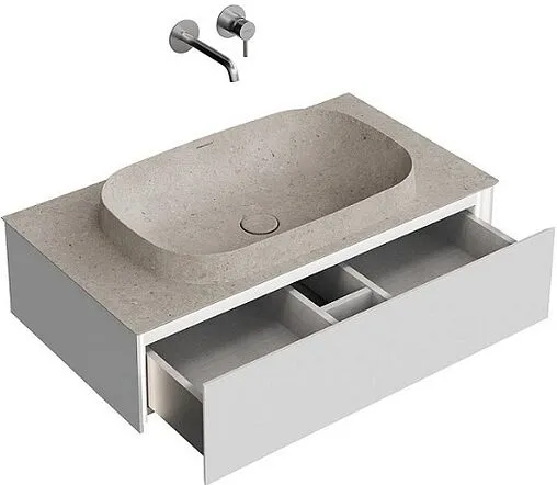 Тумба-умывальник подвесная Kerama Marazzi Magica 90 утренний серый матовый MA.90.1\MGR.M+MA.wb.65+