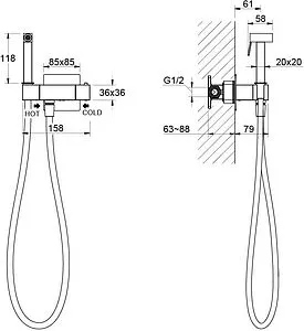 Гигиенический душ с термостатом Aquatek Либра чёрный матовый AQ1028MB, 2