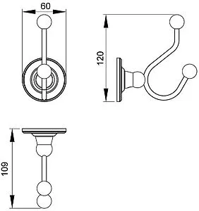 Крючок двойной Timo Nelson бронза 160013/02 Крючок двойной Timo Nelson бронза 160013/02, 2