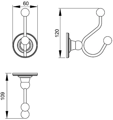 Крючок двойной Timo Nelson бронза 160013/02