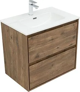 Тумба-умывальник подвесная Aquanet Милан 70 дуб рустикальный 00336378+00284027, 5
