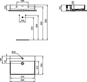 Раковина Ideal Standard Extra 60 белый T372701 Раковина Ideal Standard Extra 60 белый T372701, 2