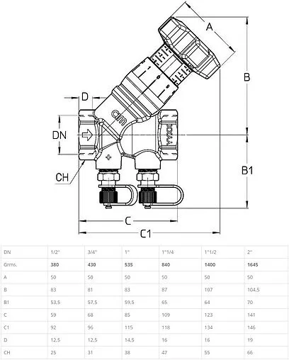Балансировочный клапан ¾&quot;в х ¾&quot;в Kvs 5.33 Cimberio CIM 787OTR 34