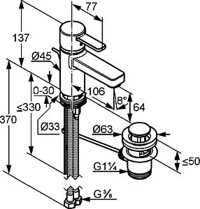 Смеситель для раковины Kludi Zenta чёрный/хром 382508675 Смеситель для раковины Kludi Zenta чёрный/хром 382508675, 2