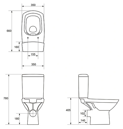 Унитаз-компакт безободковый Cersanit Carina New Clean On белый S-KO-CAR011-3/5-COn-S-DL-w