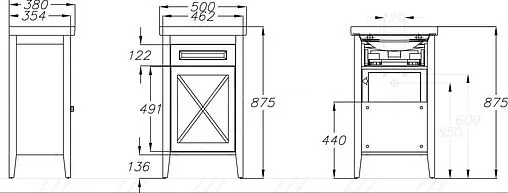 Тумба-умывальник напольная Opadiris Палермо 50 белый 00-00002358+030900-u