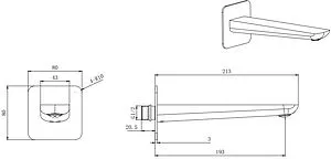 Излив для скрытого монтажа Aquatek Вега чёрный матовый AQ1041MB, 2