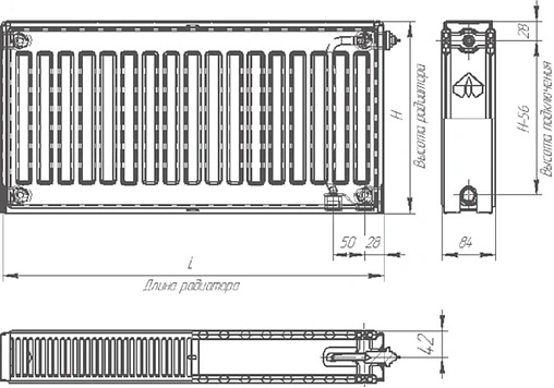 Радиатор стальной панельный Лидея Универсал ЛУ 20 тип 20 300 x 1100 мм ЛУ 20-311