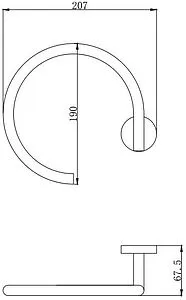 Полотенцедержатель Aquatek Вега чёрный матовый AQ4012MB Полотенцедержатель Aquatek Вега чёрный матовый AQ4012MB, 2