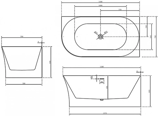 Ванна акриловая Abber 150x78 R AB9258-1.5 R