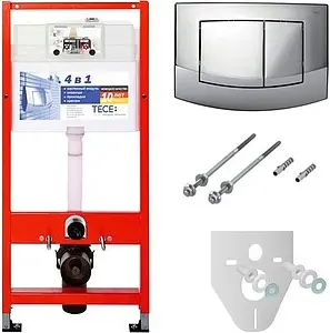 Инсталляция для подвесного унитаза Set 4 в 1 TECEbase kit 9400005 с кнопкой TECEambia хром Инсталляция для подвесного унитаза Set 4 в 1 TECEbase kit 9400005 с кнопкой TECEambia хром, 1