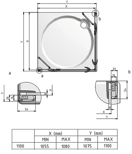 Душевая дверь 1100мм прозрачное стекло Roltechnik Elegant Line GDO1/1100 P 132-110000P-00-02