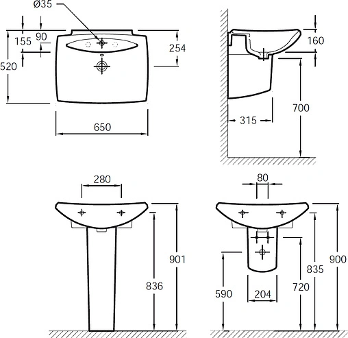 Раковина Jacob Delafon Escale 65 белый E1211-00