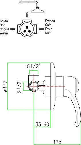 Смеситель для душа скрытого монтажа Fiore Jafar бронза 47ZZ5130