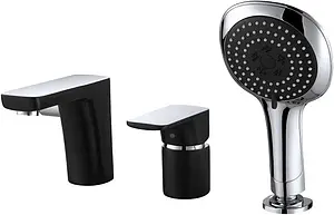 Смеситель на борт ванны на 3 отверстия D&K Berlin Technische чёрный/хром DA1434915 Смеситель на борт ванны на 3 отверстия D&K Berlin Technische чёрный/хром DA1434915, 1