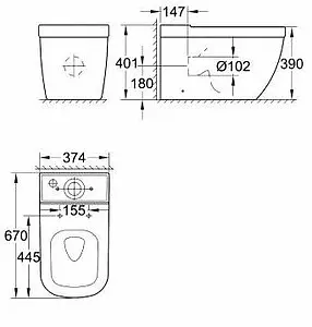 Чаша унитаза Grohe Euro Ceramic белый 39338000 Чаша унитаза Grohe Euro Ceramic белый 39338000, 2