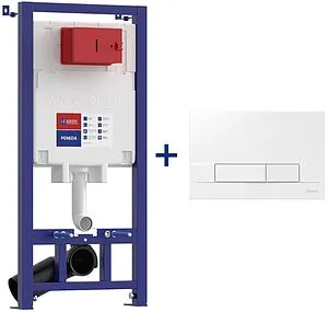 Инсталляция для подвесного унитаза Set 3 в 1 Lemark Peneda+Bit 9880412 с кнопкой белый глянцевый Инсталляция для подвесного унитаза Set 3 в 1 Lemark Peneda+Bit 9880412 с кнопкой белый глянцевый, 1