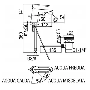 Смеситель для биде Nobili Sand хром SA99119/1CR Смеситель для биде Nobili Sand хром SA99119/1CR, 2