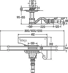 Лоток душевой Set 800мм h=95мм 0.7л/сек Viega Advantix Cleviva 4981.10 794460, 2