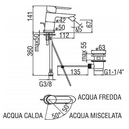 Смеситель для биде Nobili Sand хром SA99119/1CR