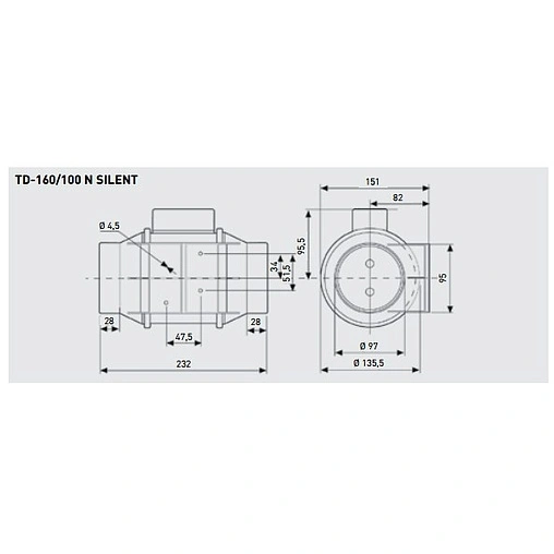 Вентилятор канальный Soler &amp; Palau TD-160/100 NT Silent