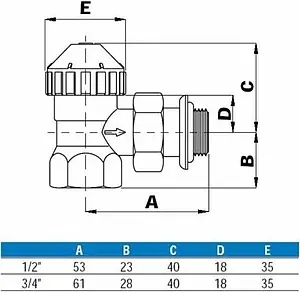 Вентиль терморегулирующий угловой ½" в/н WATTS 10001592 Вентиль терморегулирующий угловой ½" в/н WATTS 10001592, 2