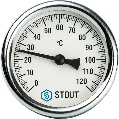 Термометр биметаллический Stout 63мм 120°С гильза 50мм ½&quot; SIM-0001-635015