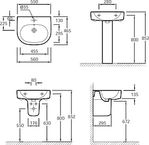 Раковина Jacob Delafon Kandel 56 белый E1463-00, 2