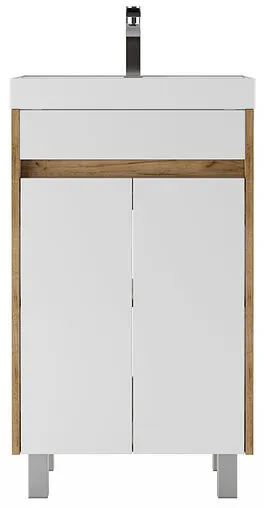 Тумба-умывальник напольный Домино Karlo 50 белый/дуб вотан DK5301T+4627173210157