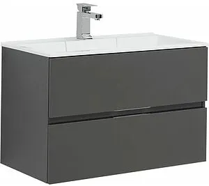 Тумба-умывальник подвесная Aquanet Алвита 80 серый антрацит 00215120+00187094, 1