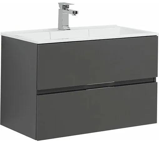 Тумба-умывальник подвесная Aquanet Алвита 80 серый антрацит 00215120+00187094