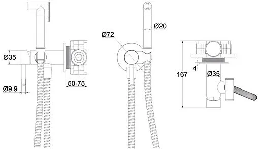 Гигиенический душ со смесителем WHITECROSS Y brushed gold брашированное золото SYSYBI2GLB