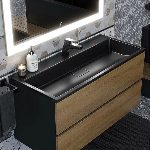 Тумба под умывальник подвесная Uperwood Barsa 100 дуб сонома/чёрный матовый 293020540 Тумба под умывальник подвесная Uperwood Barsa 100 дуб сонома/чёрный матовый 293020540