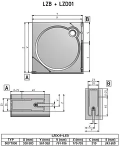 Душевое ограждение 800x1000мм прозрачное стекло Roltechnik Lega Lift Line LZDO1+LZB/800*1000 226-8000000-00-02+228-1000000-00-02, 2
