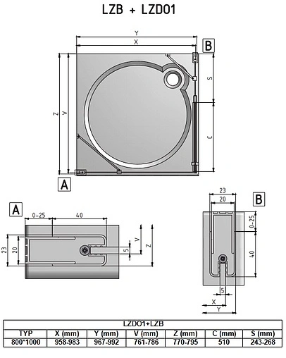 Душевое ограждение 800x1000мм прозрачное стекло Roltechnik Lega Lift Line LZDO1+LZB/800*1000 226-8000000-00-02+228-1000000-00-02
