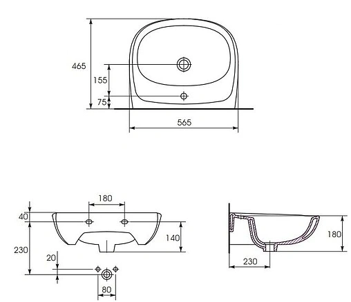 Раковина MITO Mito Market 55 белый S-UM-MIM55/1-w