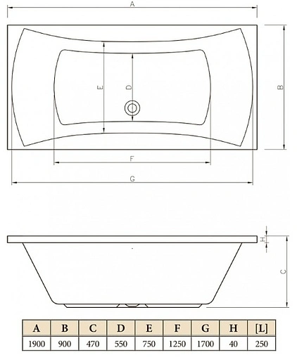 Ванна акриловая C-bath Talia 190x90 CBQ004003
