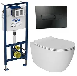 Комплект 5 в 1 Sanit М 603 90.506.56..0000+10AR02010SV+40D40200I-S с кнопкой 16.603.56 черный матовый Комплект 5 в 1 Sanit М 603 90.506.56..0000+10AR02010SV+40D40200I-S с кнопкой 16.603.56 черный матовый, 1