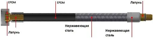 Гибкая подводка для смесителя Tucai TAQ GRIF DN8 0.6м x ½&quot;в x М10x1 L17мм 4269