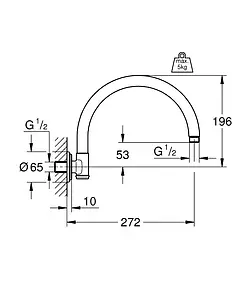 Держатель верхнего душа на стену Grohe Rainshower хром 28384000, 2
