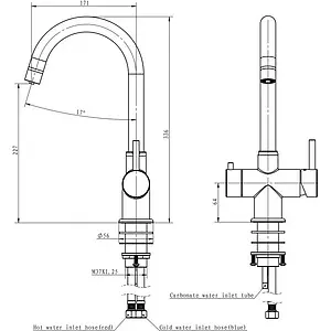 Смеситель для кухни с подключением к фильтру Swedbe Selene Carbo нержавеющая сталь 8240М Смеситель для кухни с подключением к фильтру Swedbe Selene Carbo нержавеющая сталь 8240М, 2