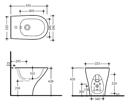 Биде напольное Kerasan Aquatech белый 372001 Биде напольное Kerasan Aquatech белый 372001